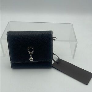 Ermanno Scervino Pebbled Leather Wallet Made In Italy Travel Designer Black NWT